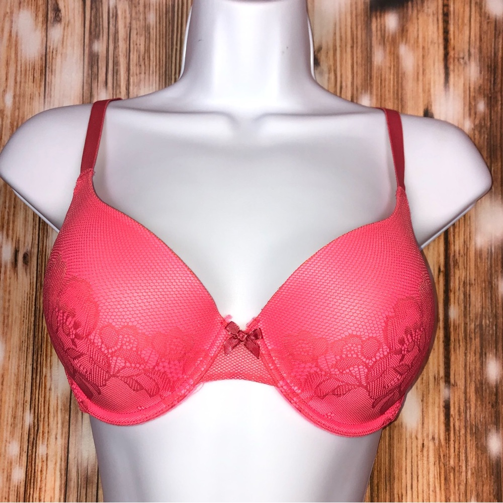 Gilligan & O'Malley Pink Orange Underwire Padded Lined Back Closure Bra